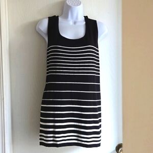Laura Plus | Black White Striped Sweater Vest
